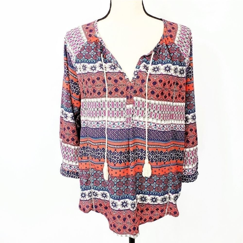 19 Cooper Tassle Blouse Top Boho Medium